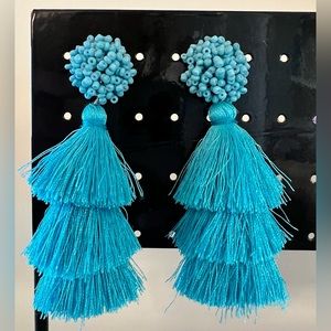 Statement earrings, aqua, matches House of Colour Aqua.